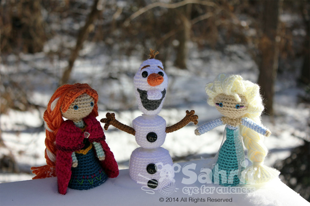 Olaf Elsa Anna Snowman Frozen Amigurumi Doll Crochet Pattern by Sahrit